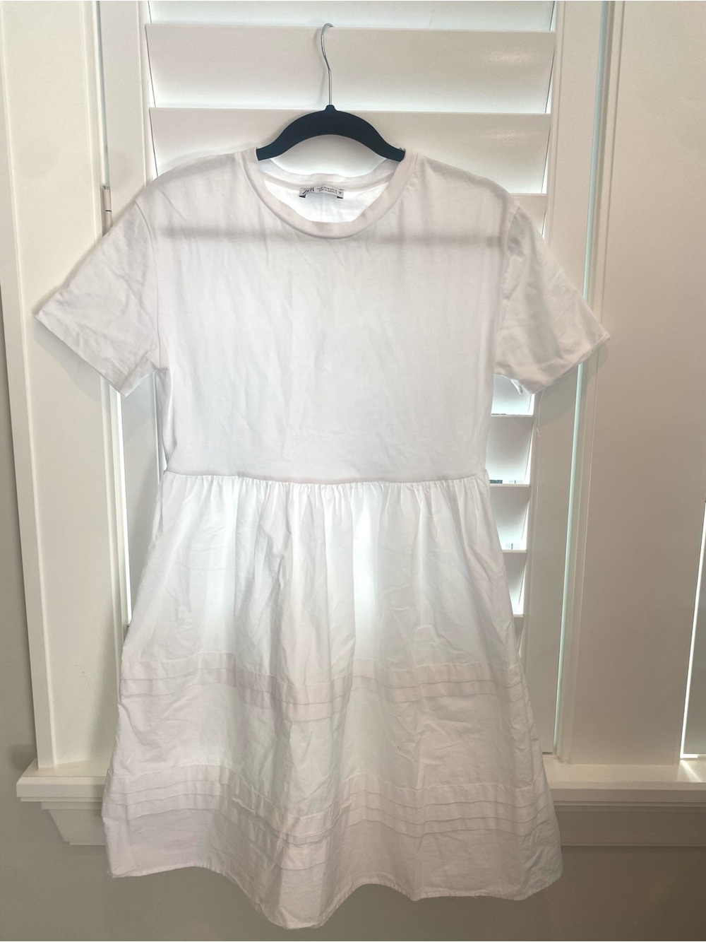 Zara White Short Sleeve Peplum Dress